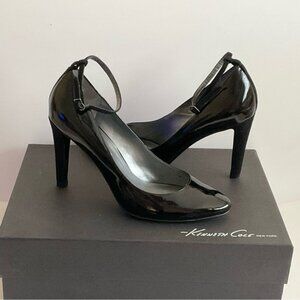 Kenneth Cole Black Patent Leather & Suede Pumps Stiletto Heel Shoes Size 6